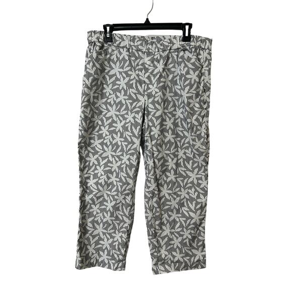 Lands' End Pants - Lands End Elastic Waist Pull-on Mid Rise Patterned Capris Size 14p